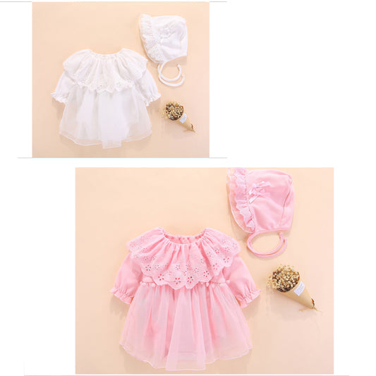 Baby long sleeve dress with hat cute balls 2 color