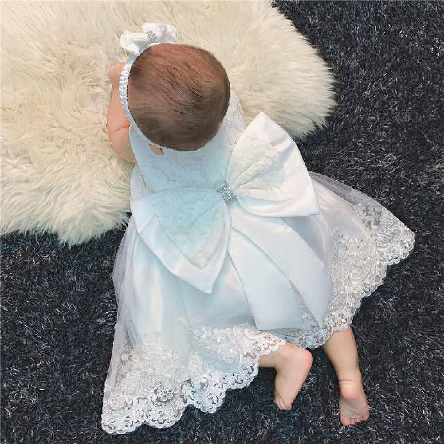 Baby Girls Dresses Embroidered Pageant Wedding Flower Girl Birthday Tulle Dresss big bow knot 2 color