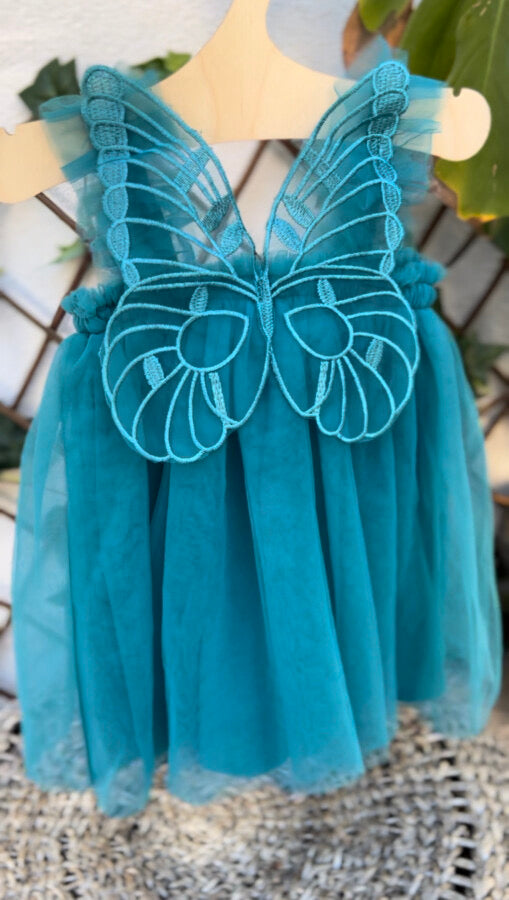 Butterfly Multi layered Tutu dress blue