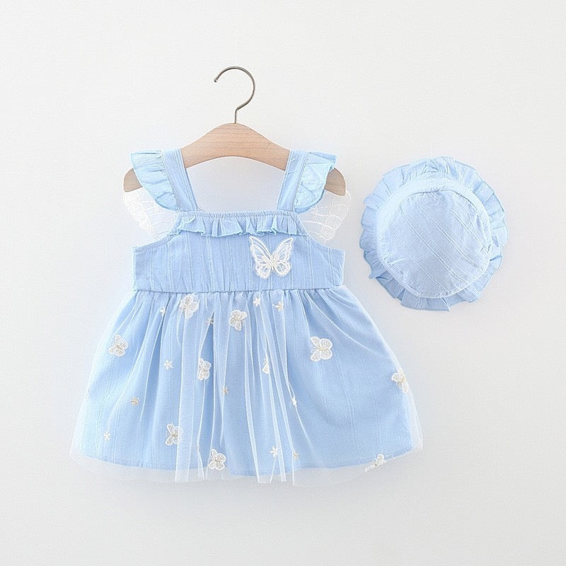 2 piece butterfly dress + hat 2 color