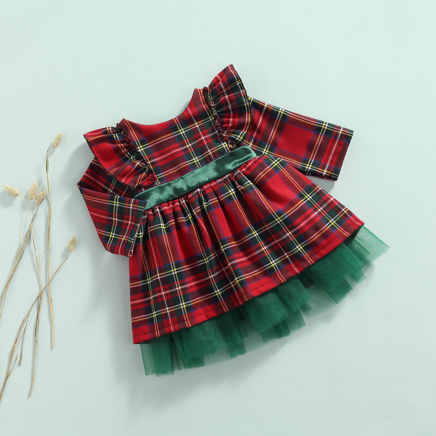 Princess vintage dress with green bow knot