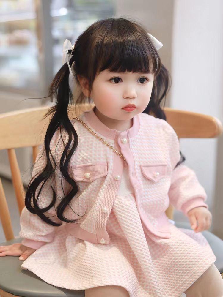 2pcs set waffle long sleeve jacket + dress .
