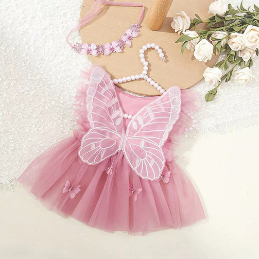 Butterfly  tulle dress + headband for new born 0-1 month