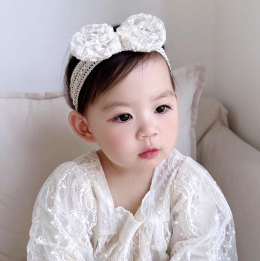 Baby lace Beige headband Bow knot