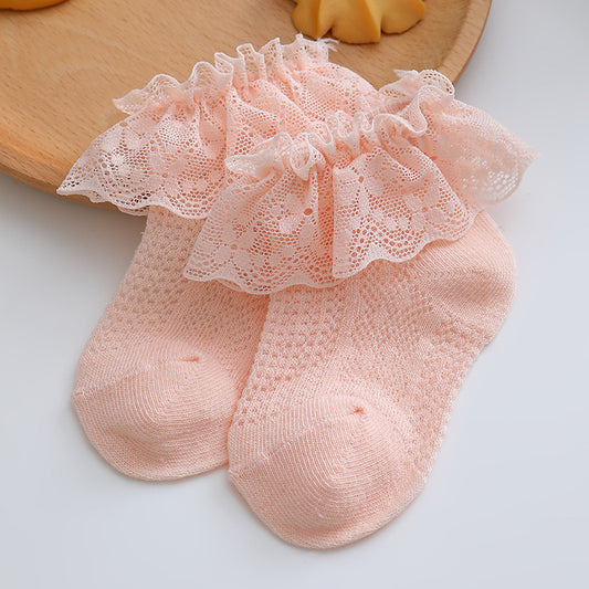 kids baby cotton Socks with multi layered lace Simon color