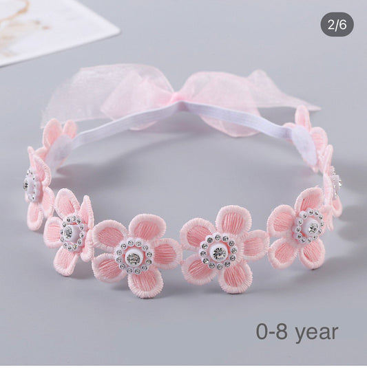 Headband flowers with ribbon pink