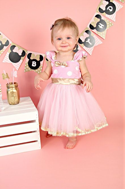 Pink Minnie Mouse dress + headband