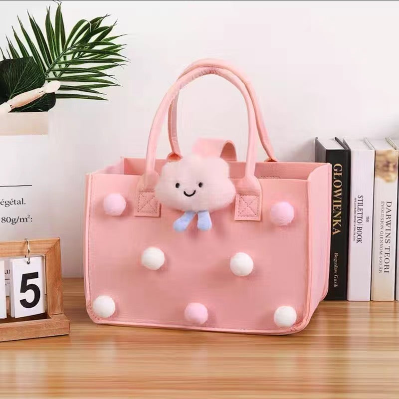 Cute Tote Fluffy Large Felt Bag for Women 2 color