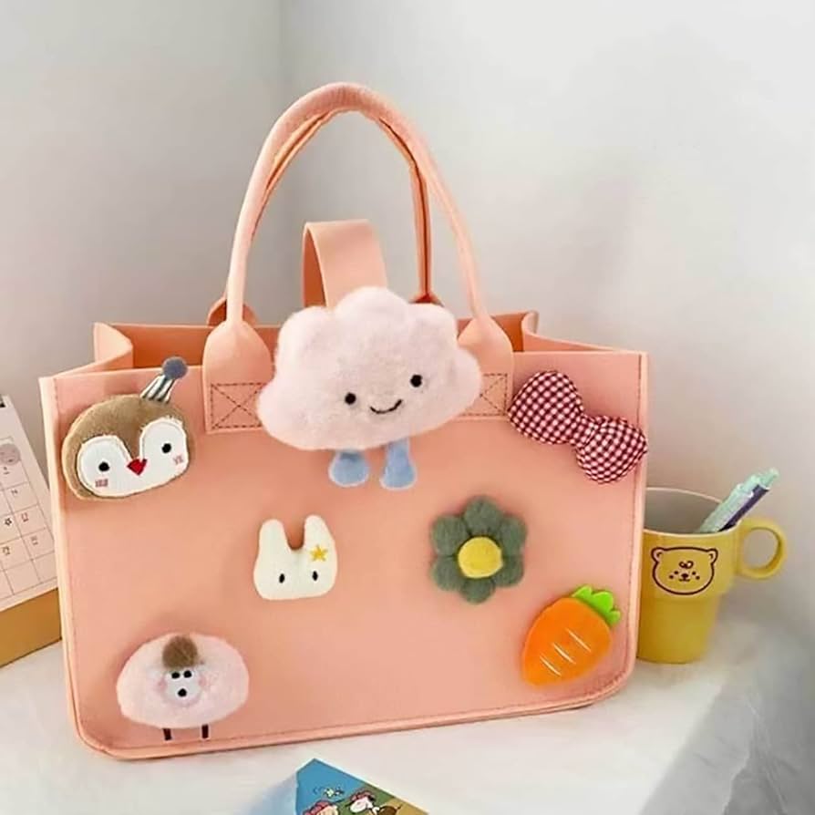 Cute Tote Fluffy Large Felt Bag for Women 2 color