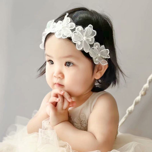 White flower headband with Pearls