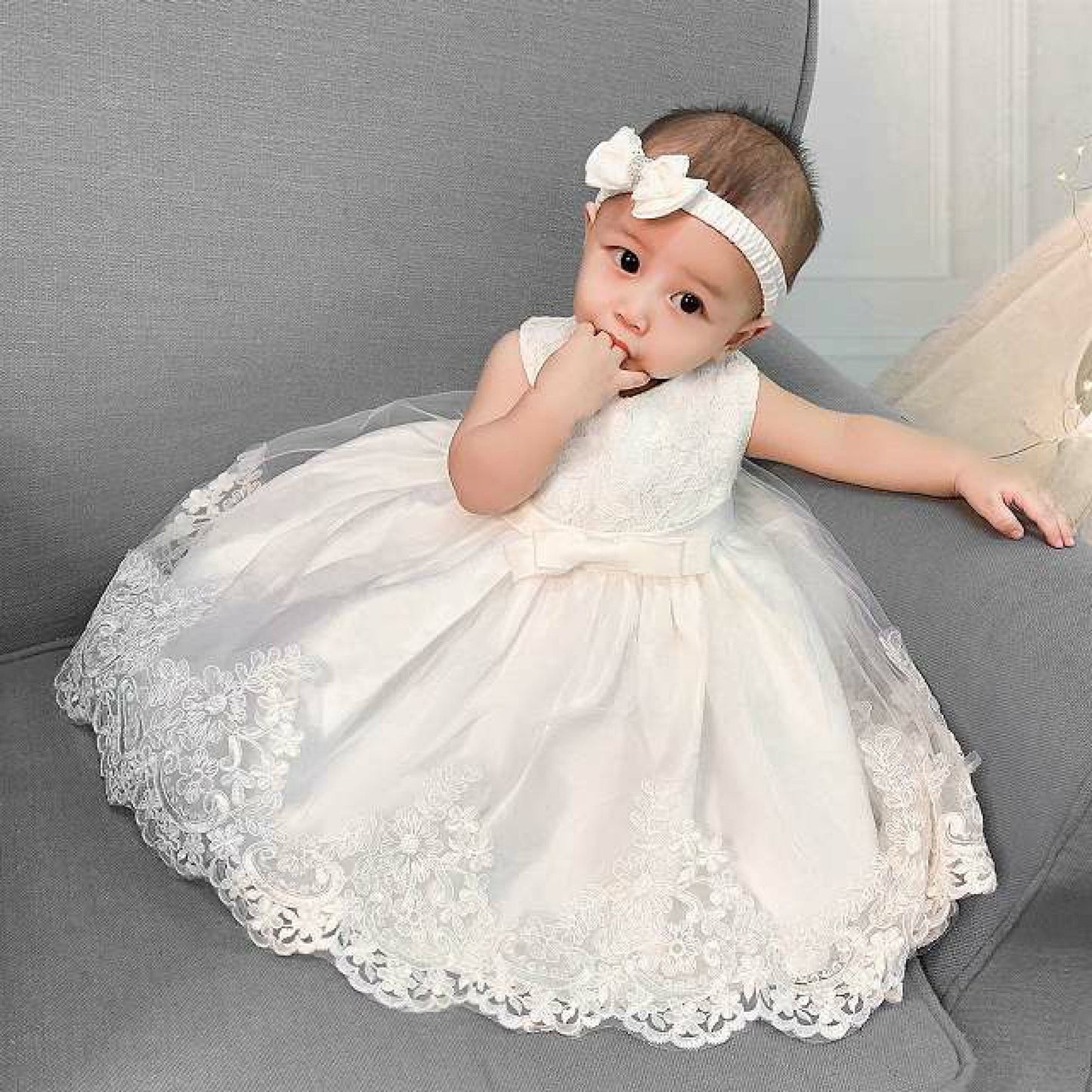 Baby Girls Dresses Embroidered Pageant Wedding Flower Girl Birthday Tulle Dresss big bow knot 2 color