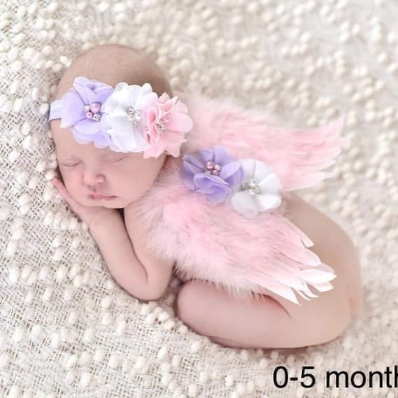 Angel wing + headband set for photoshooting 0-6 month