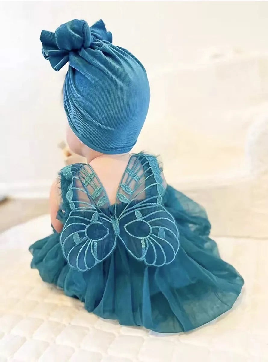 Butterfly Multi layered Tutu dress blue