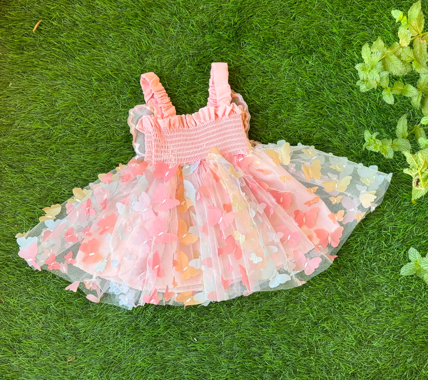 3D butterfly baby dress rainbow