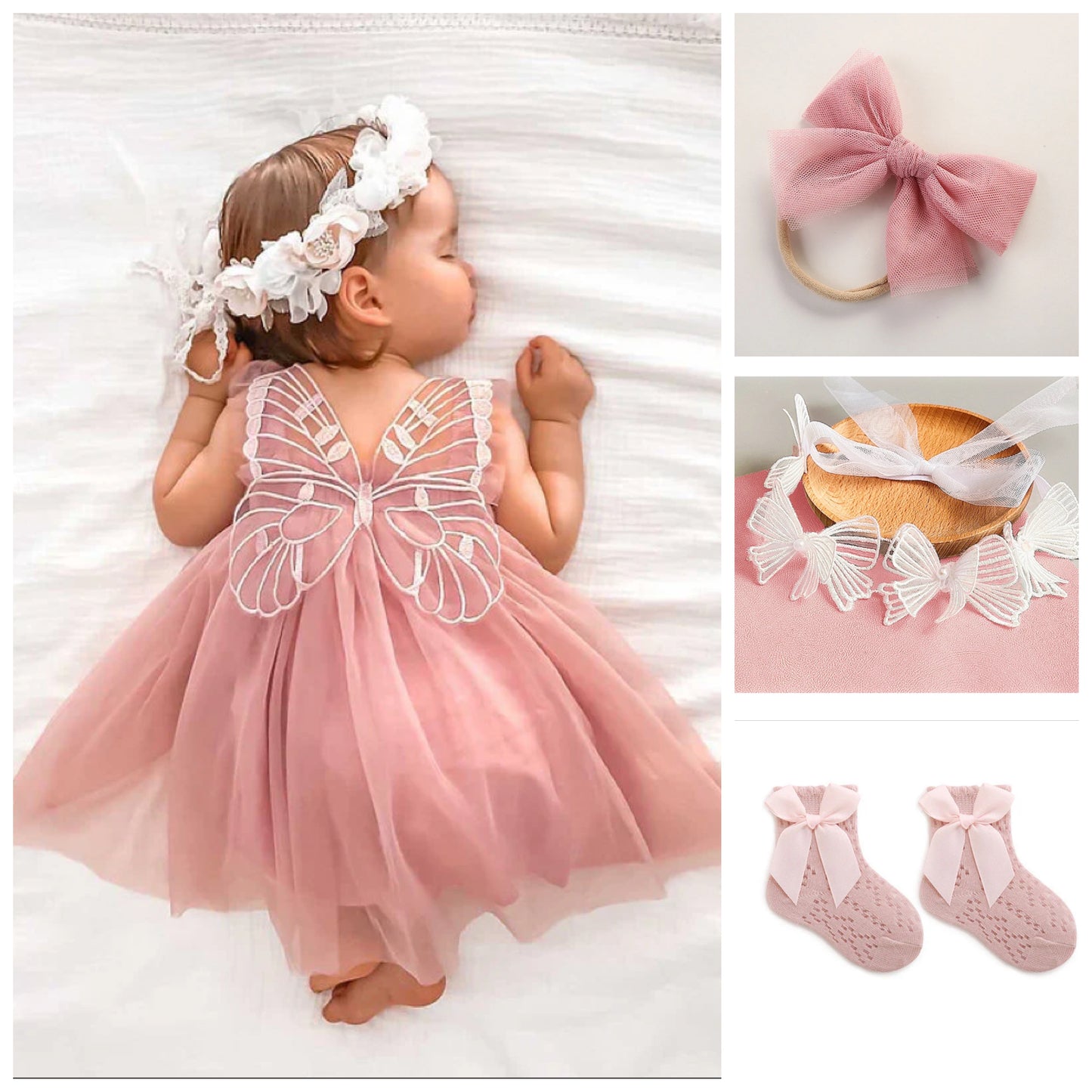 Butterfly Multi layered Tutu dress dusty rose