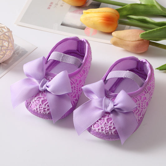 baby pre-walker shoes with bow knots 0-12 month purple