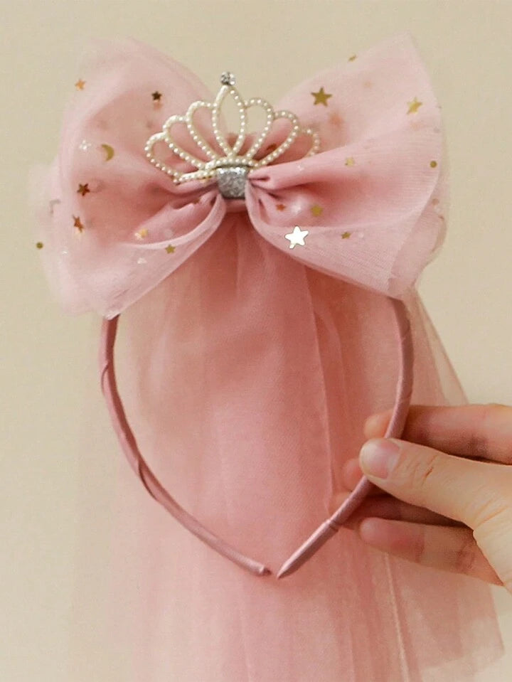 Girls veil headband with crown 3 color