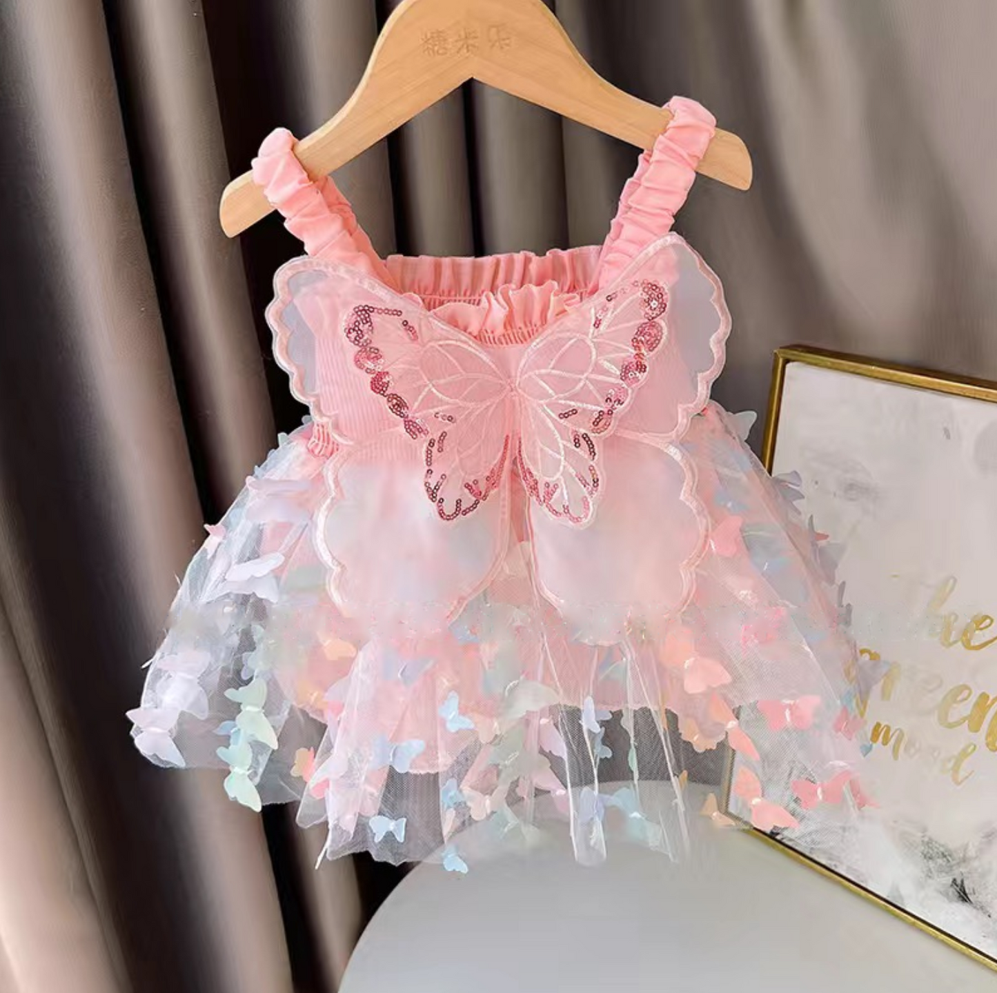 3D butterfly baby dress rainbow