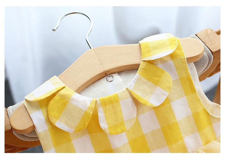 3 pieces Baby 100% cotton dress + short pants+headband