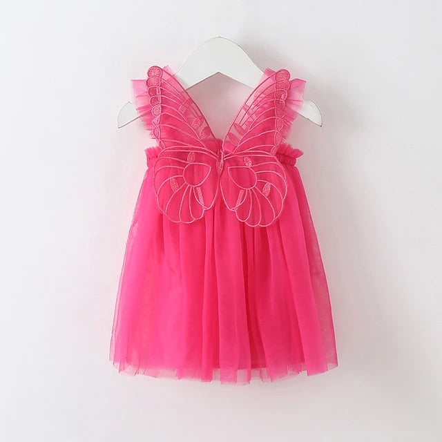 Butterfly Multi layered Tutu dress hot pink