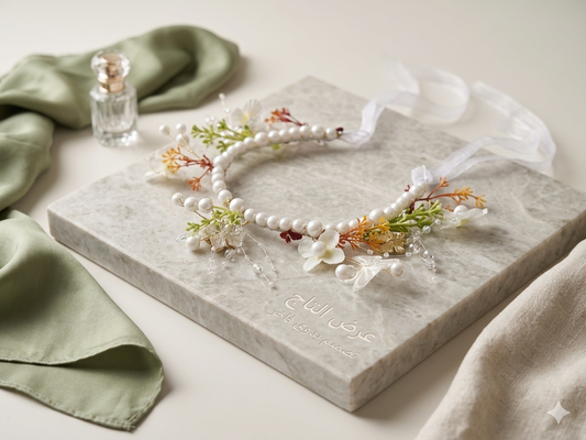 Headpiece with white  butterfly and pearls (Copy)