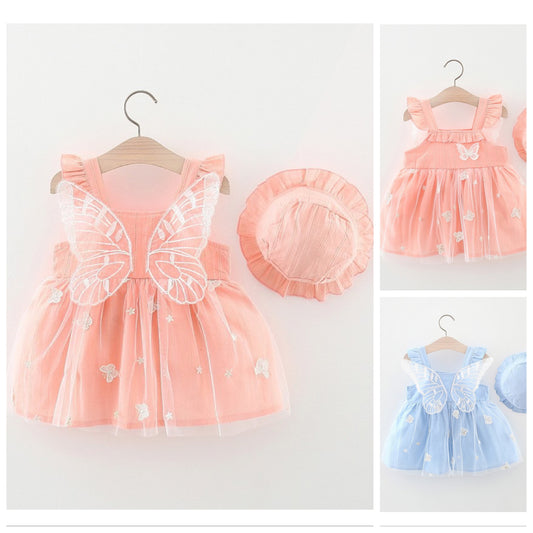 2 piece butterfly dress + hat 2 color