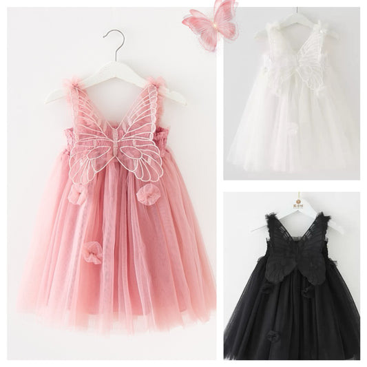 Multi layered Tutu dress with big butterfly at back and flowers
