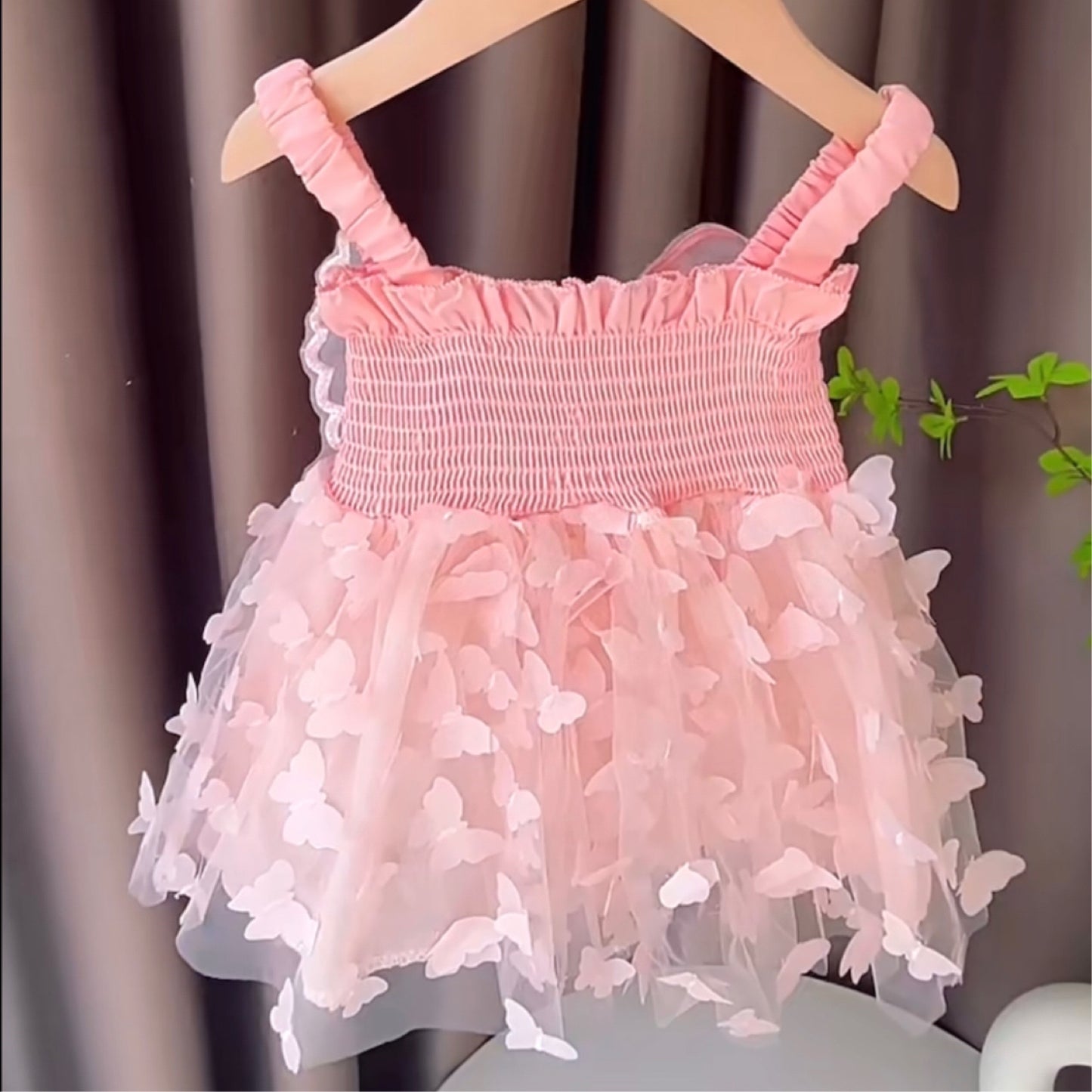 3D butterfly baby dress Pink