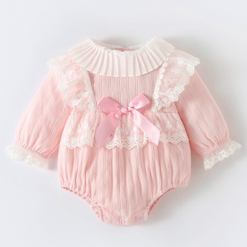 Baby Girl long sleeveRomper with bow knot