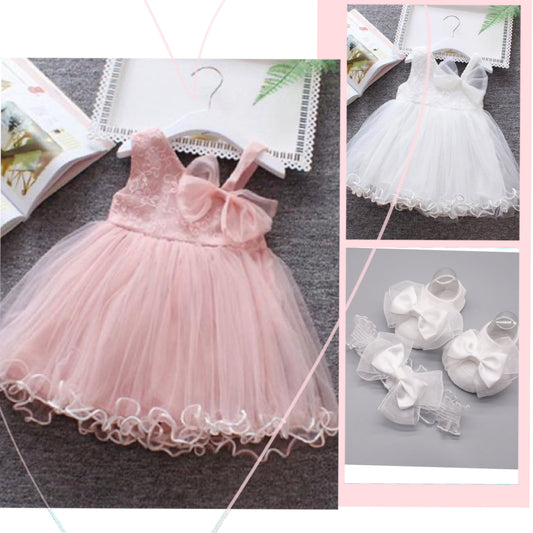 Baby Girls Princess Dress One Shoulder Sleeveless Bow Front Lace Dress