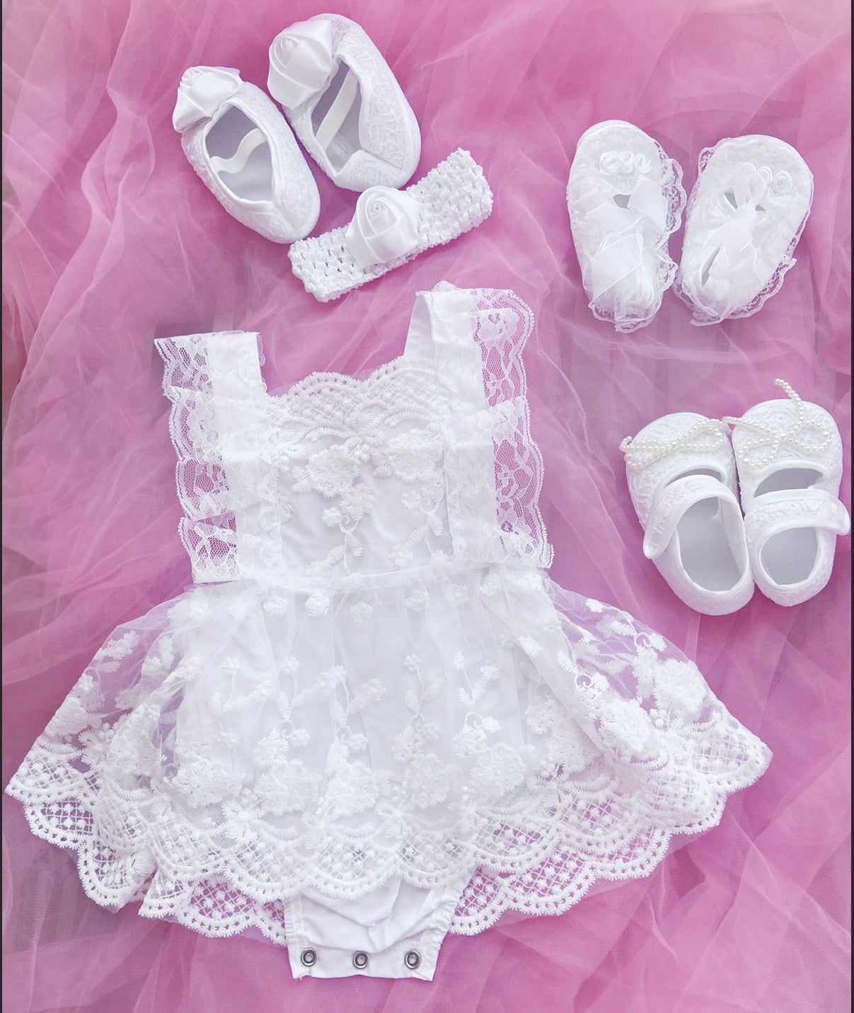 Cute Baby Girl Lace Romper Dress Backless Boho White