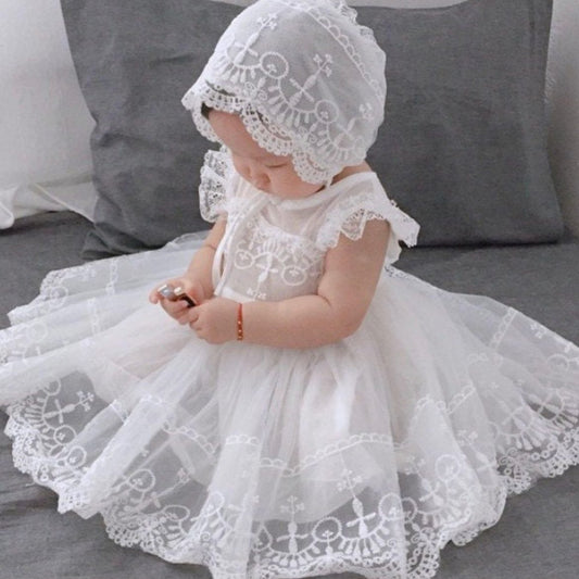 Christening baby dress  Baptism Dress with hat