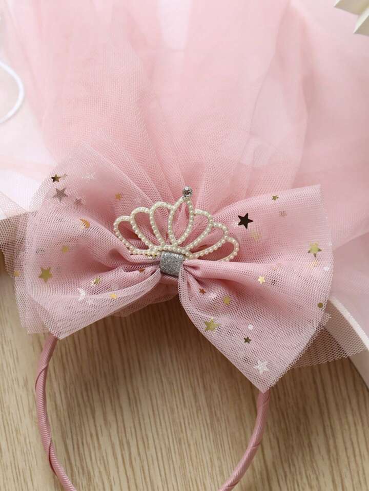 Girls veil headband with crown 3 color