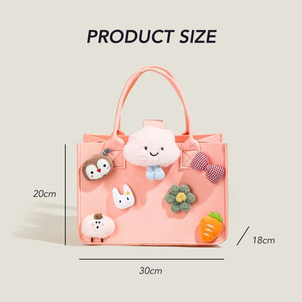 Cute Tote Fluffy Large Felt Bag for Women 2 color