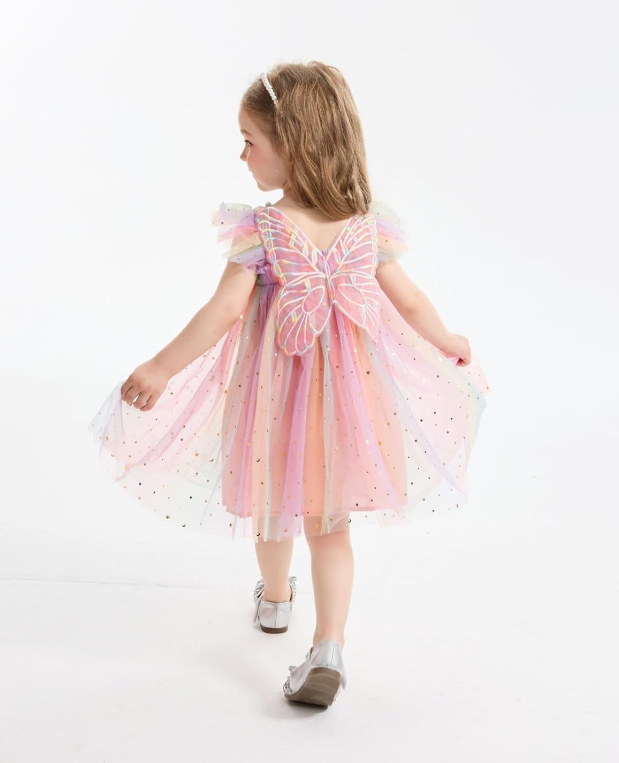 Tutu dress with big butterfly at back and star sequins