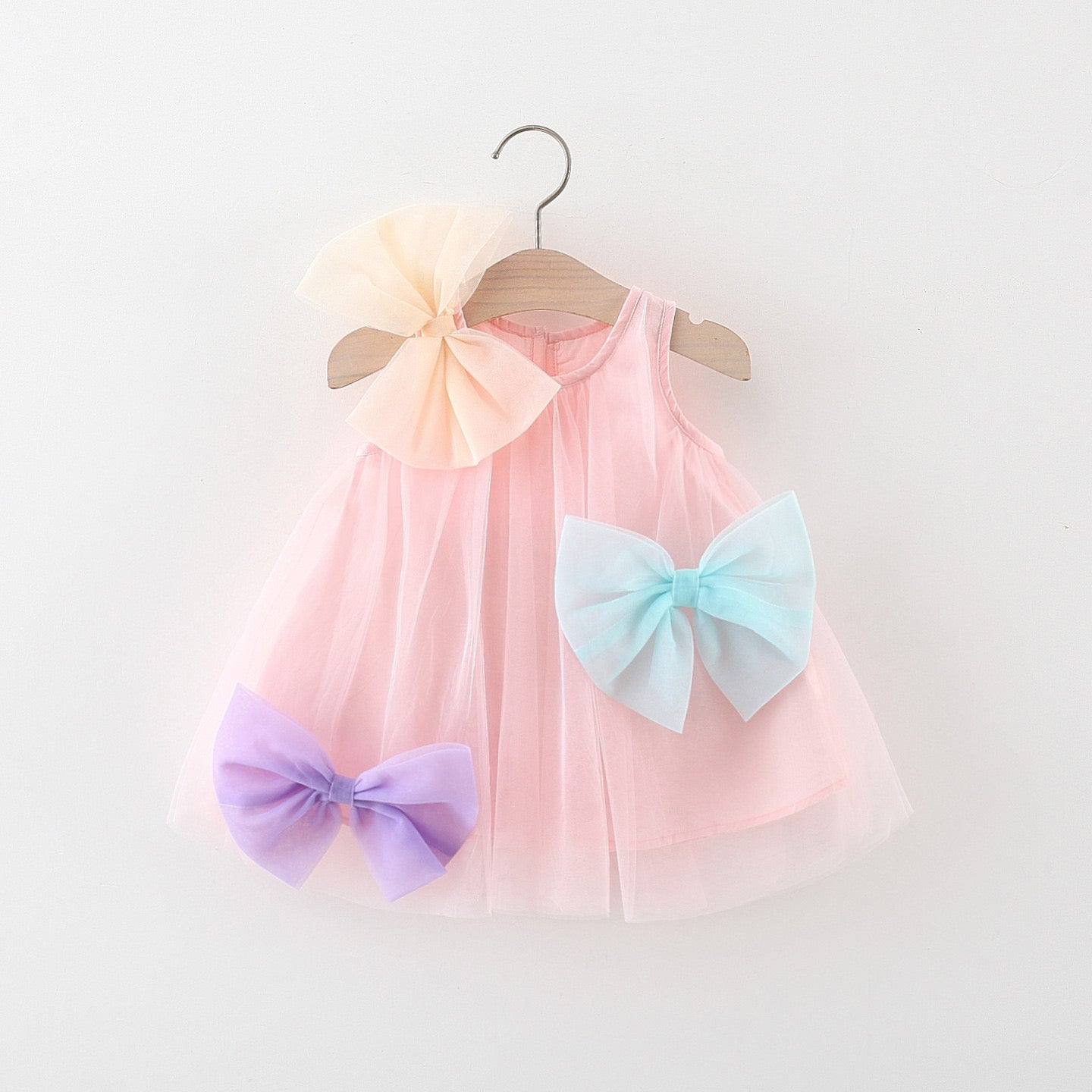 Baby tulle dresss with colorful bow knots