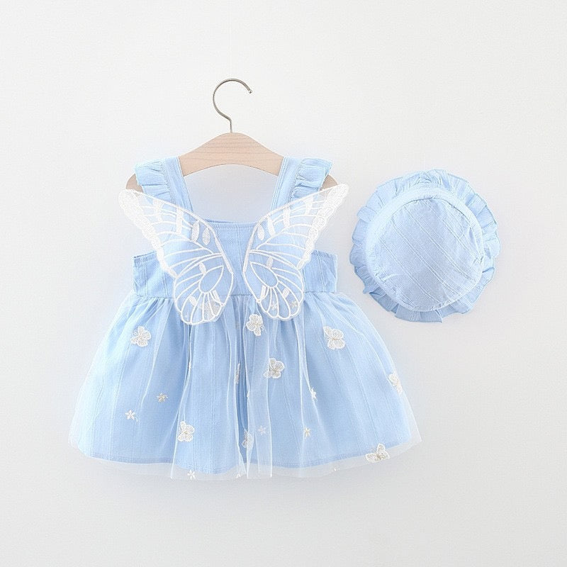 2 piece butterfly dress + hat 2 color