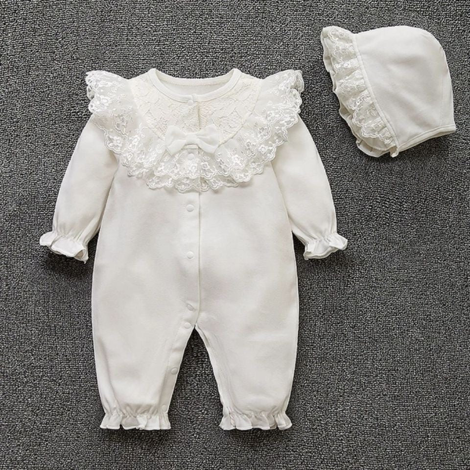 Baby long sleeve jumpsuit white