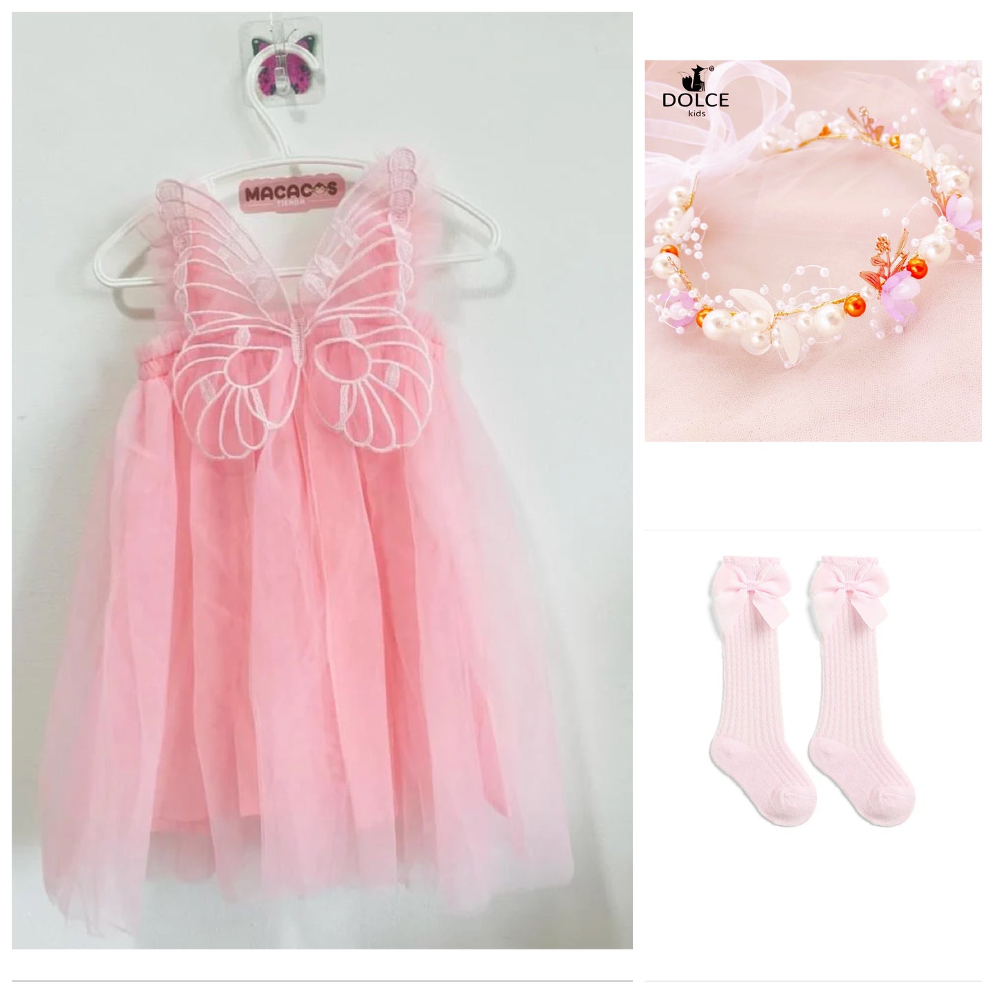 Butterfly Multi layered Tutu dress pink