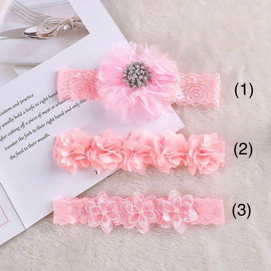 Lace elastic Headband pink