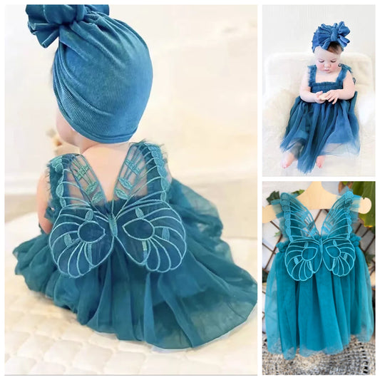 Butterfly Multi layered Tutu dress blue