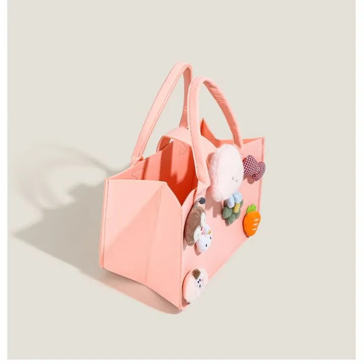 Cute Tote Fluffy Large Felt Bag for Women 2 color