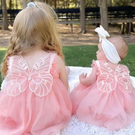 Butterfly Multi layered Tutu dress pink