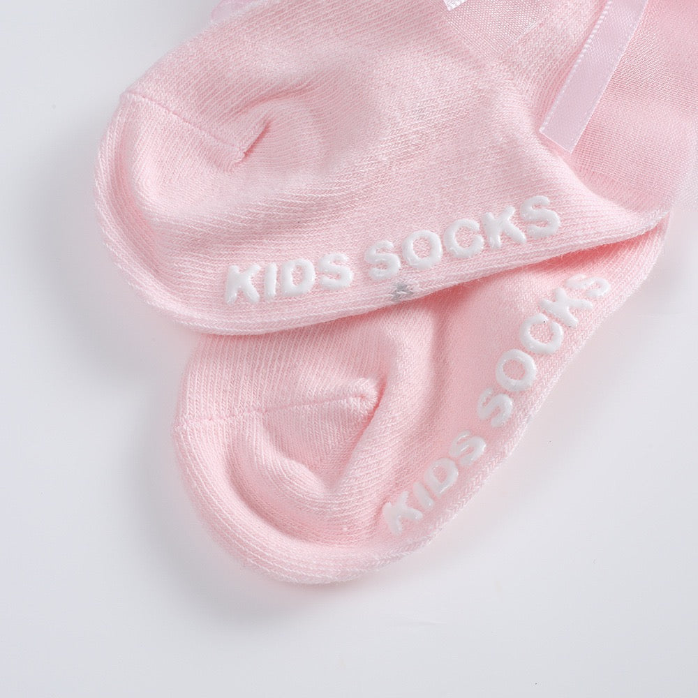 kids baby cotton Socks with lace and ribbon bow knot 2 color