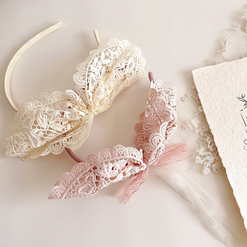 Girl kids Retro lace headband Bow knot 2 color