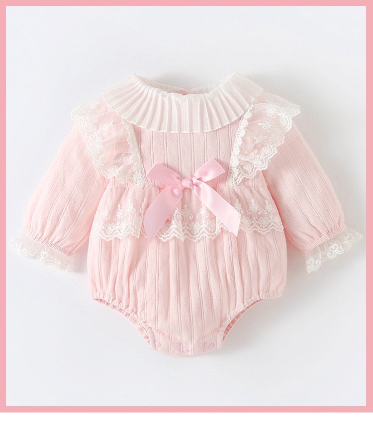 Baby Girl long sleeveRomper with bow knot