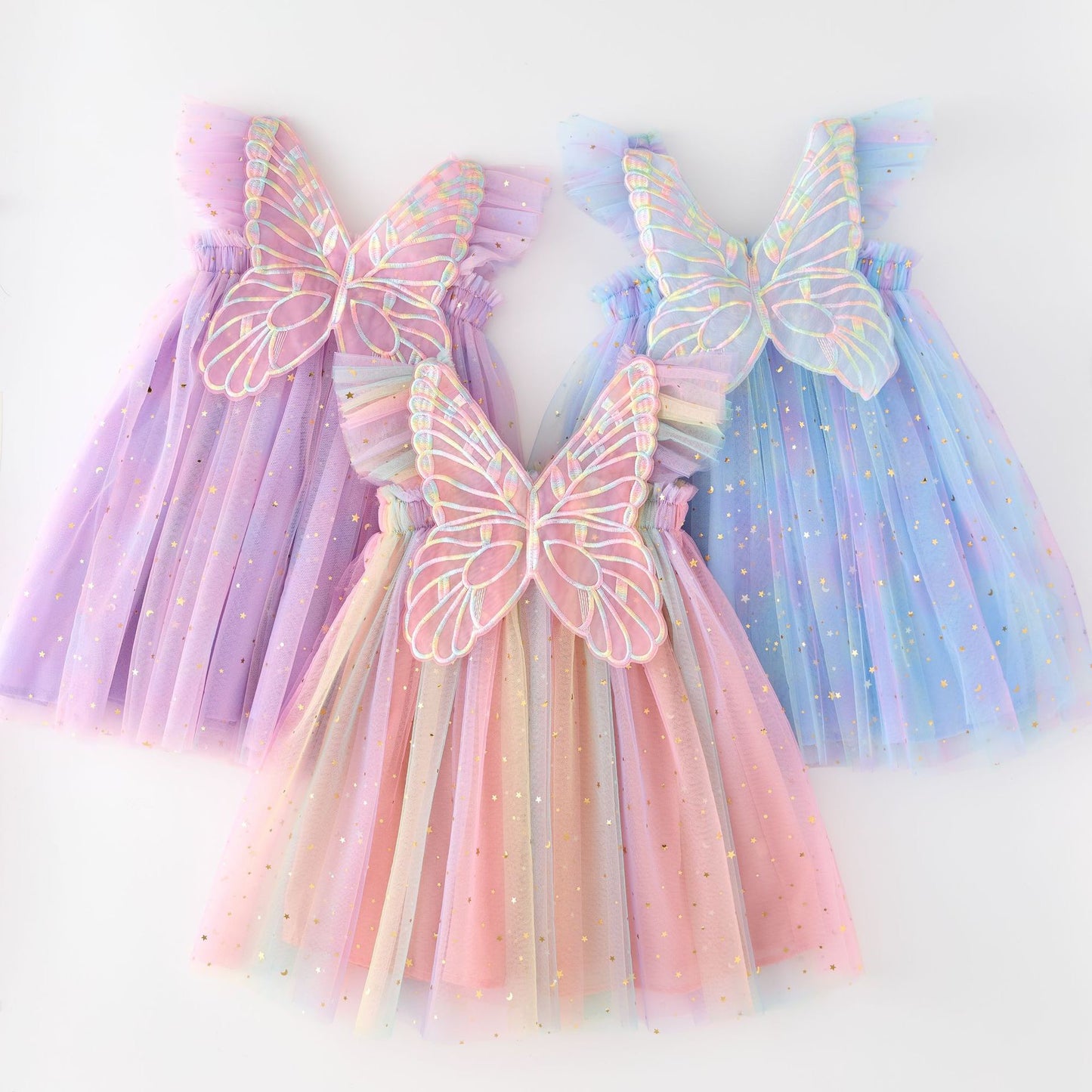 Tutu dress with big butterfly at back and star sequins