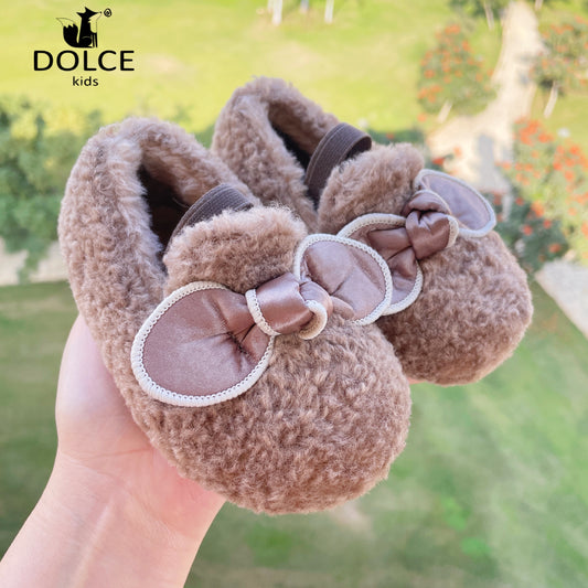 winter fur baby shoes brown