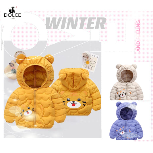 Winter long sleeve hooded jacket little tiger 3 color