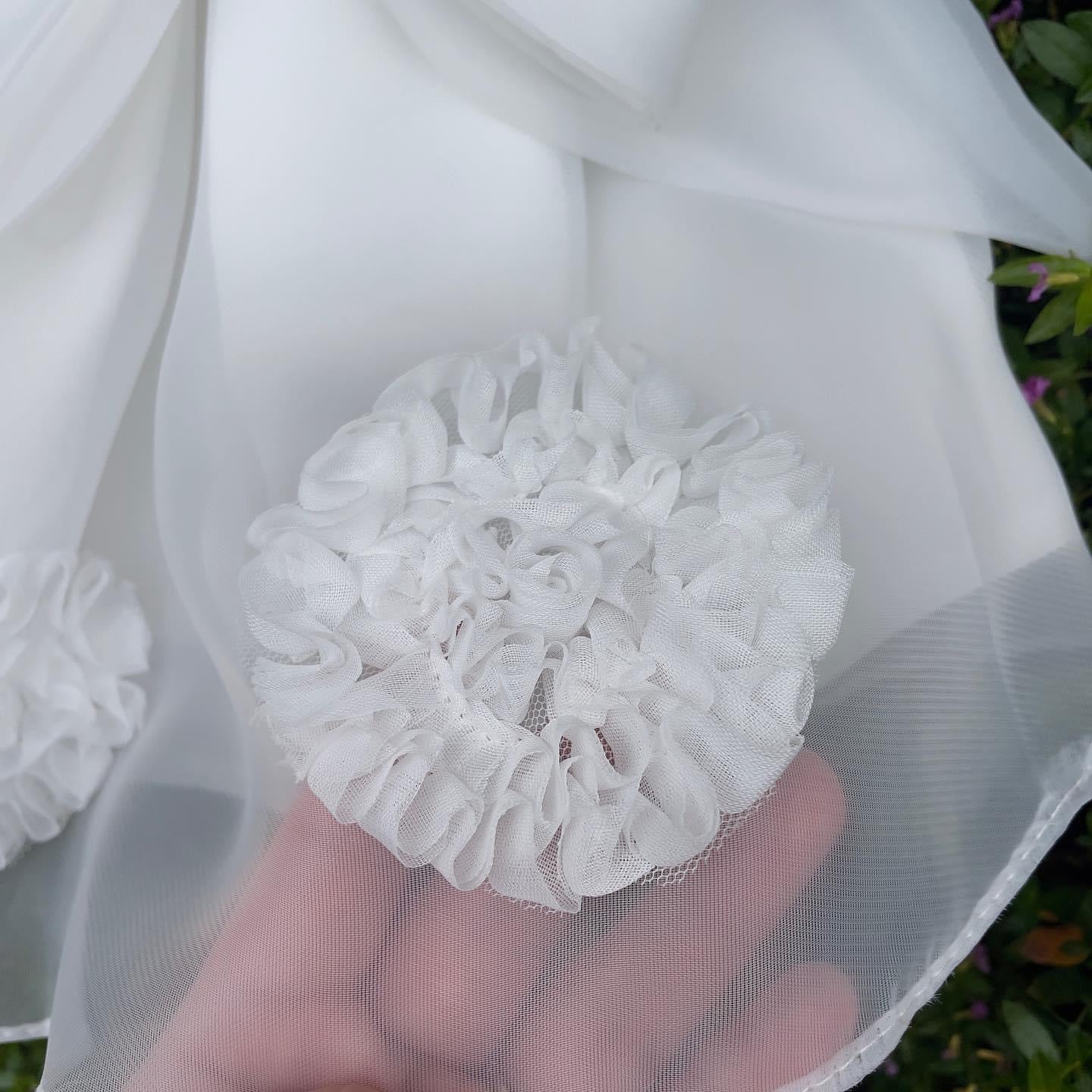 Elegant Baby dress with flowers and big bow knot White